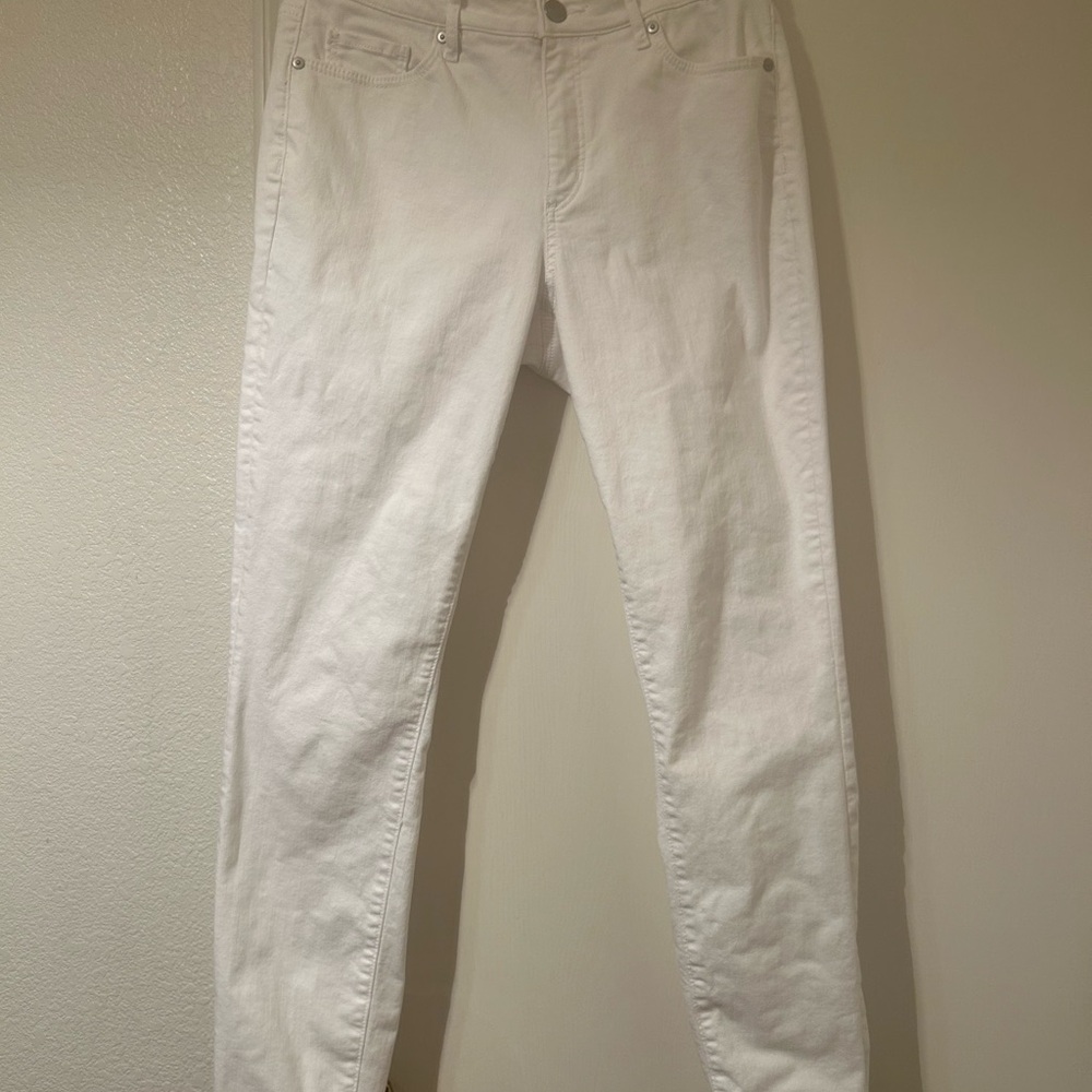 Loft White Jeans Curvy Skinny Ankle Some Stretch size 30/10